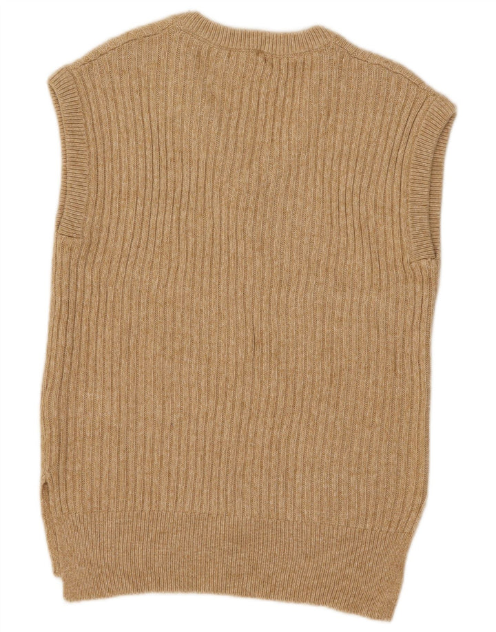 Marks & Spencer Dame Vest Tank Top UK 10 Small Beige Bomuld