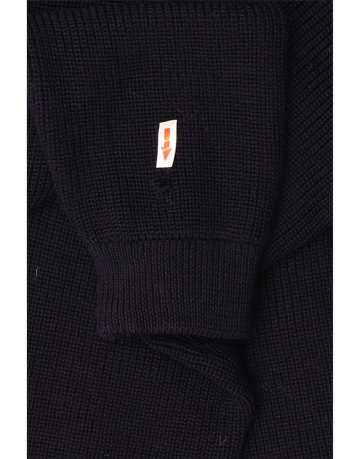 Vintage herre cardigan sweater Medium Navyblå Virgin Wool