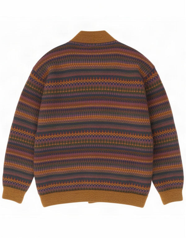 Vintage herre cardigan sweater 2XL marineblå stribet uld