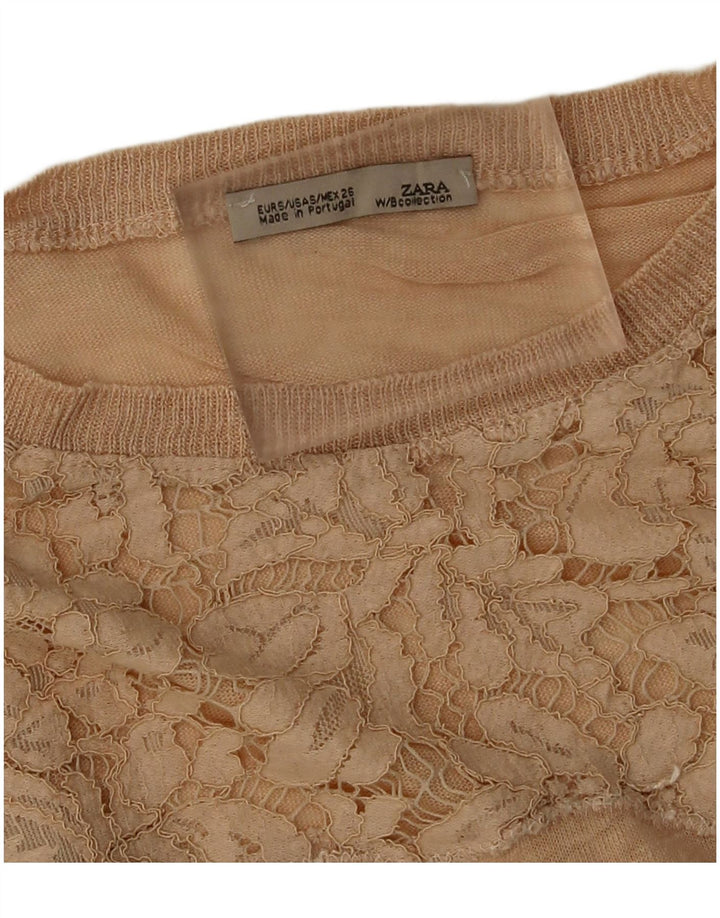 Zara Dame Top Langærmet UK 10 Small Beige