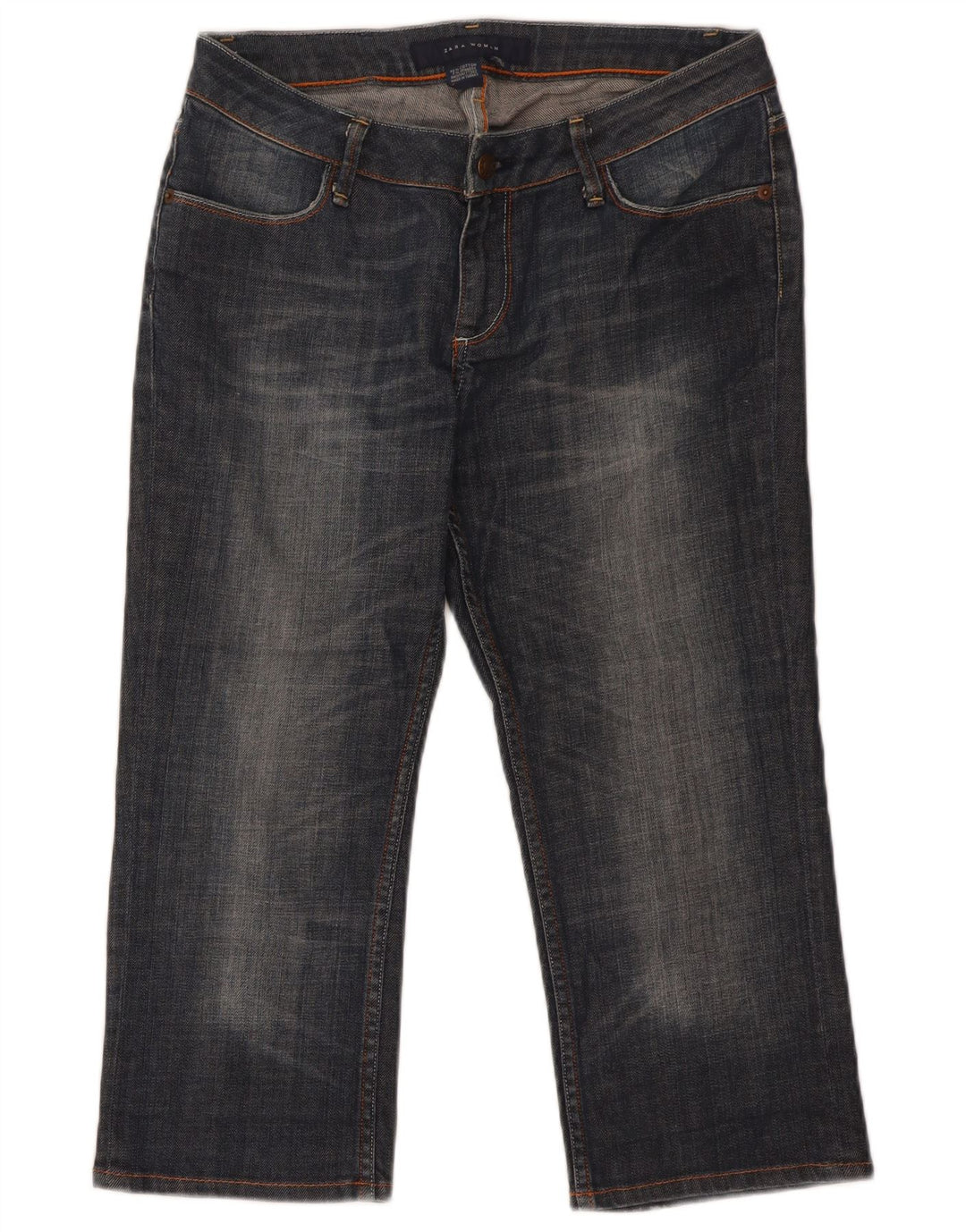 Zara Dame Capri Jeans EU 42 Large W32 L21 Marineblå Bomuld