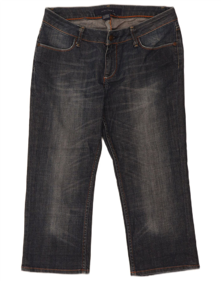 Zara Dame Capri Jeans EU 42 Large W32 L21 Marineblå Bomuld