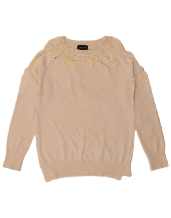 Topshop Dame Boat Neck Jumper Sweater UK 8 Small Beige
