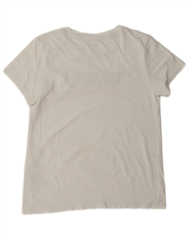 Levi's Dame Grafisk T-Shirt Top UK 14 Medium Hvid Bomuld