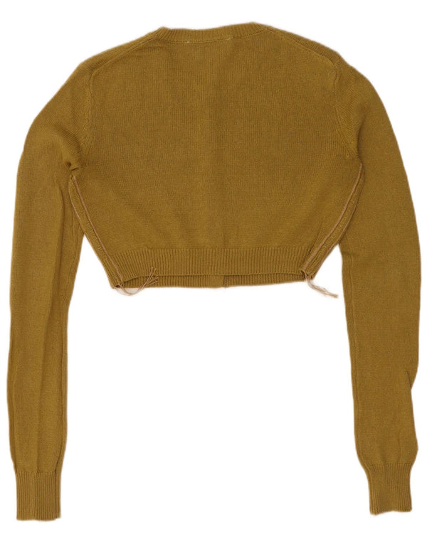 Zara Womens Crop Cardigan Sweater UK 10 Small Green Bomuld