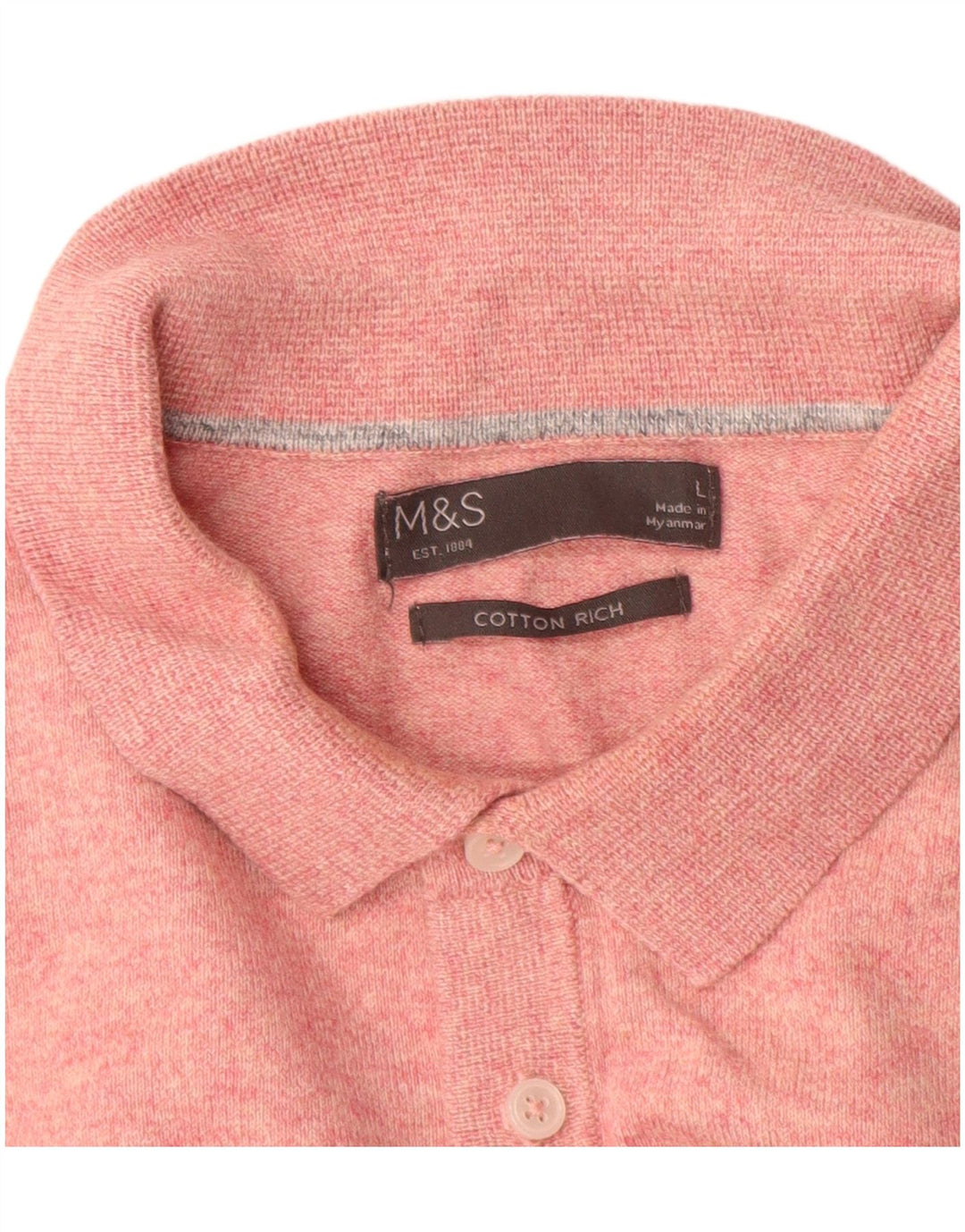 Marks & Spencer Herre Polo Neck trøje Sweater Large Pink Bomuld
