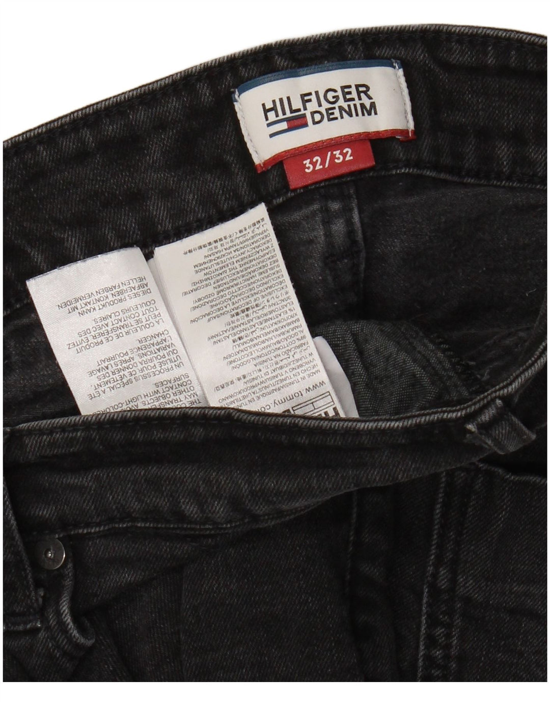 Tommy Hilfiger Herre Slim Jeans W32 L32 Sort Bomuld