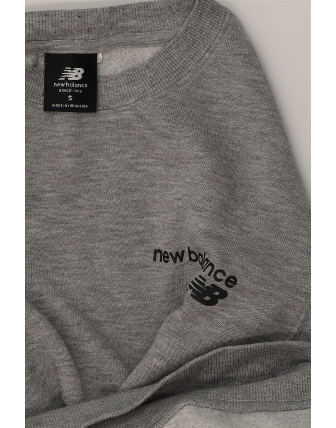 New Balance Herre Sweatshirt Jumper Lille Grå Bomuld