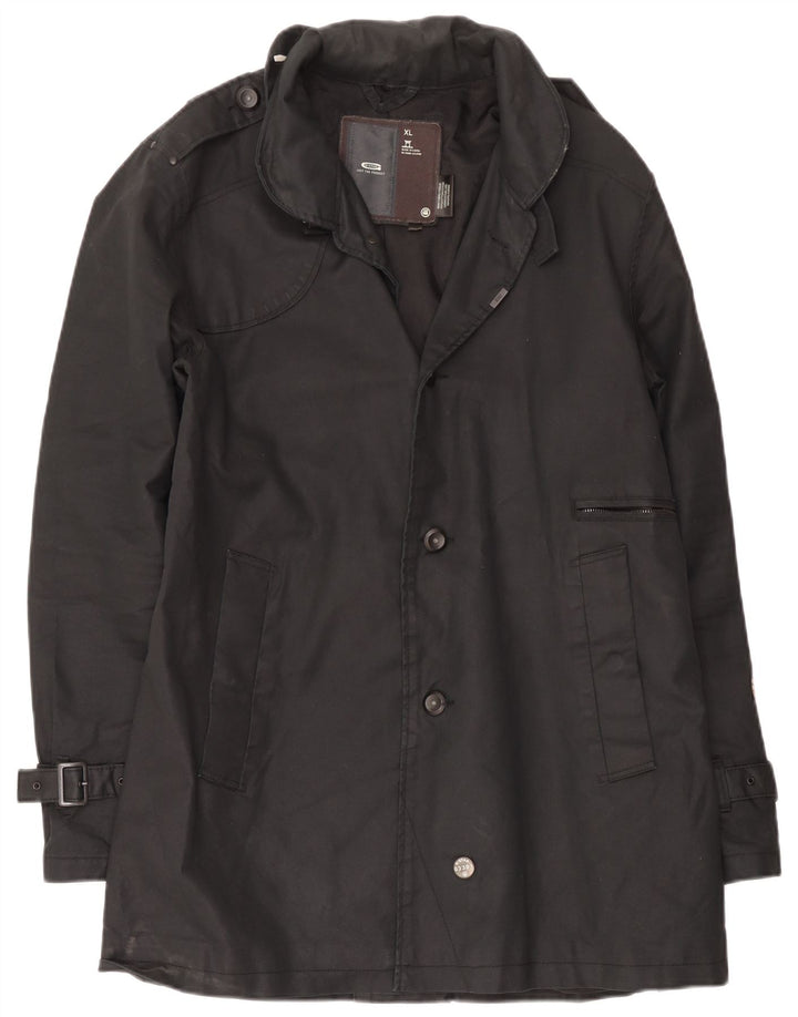 G-Star Mens Trench Coat UK 42 XL Black Cotton