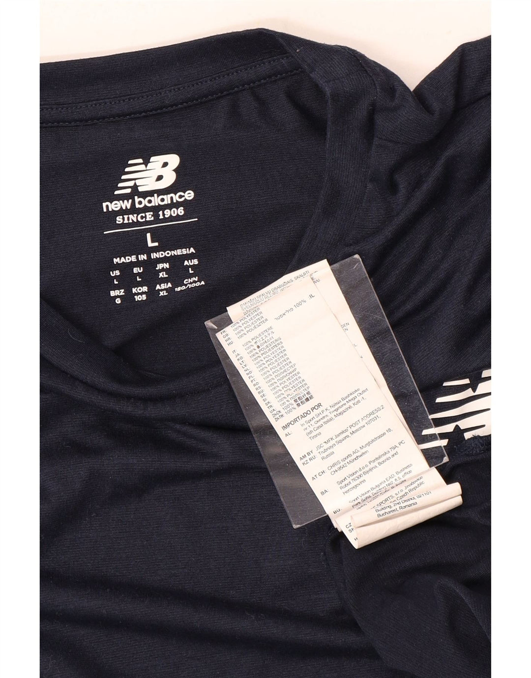 New Balance Herre T-Shirt Top Stor marineblå nålestribet polyester