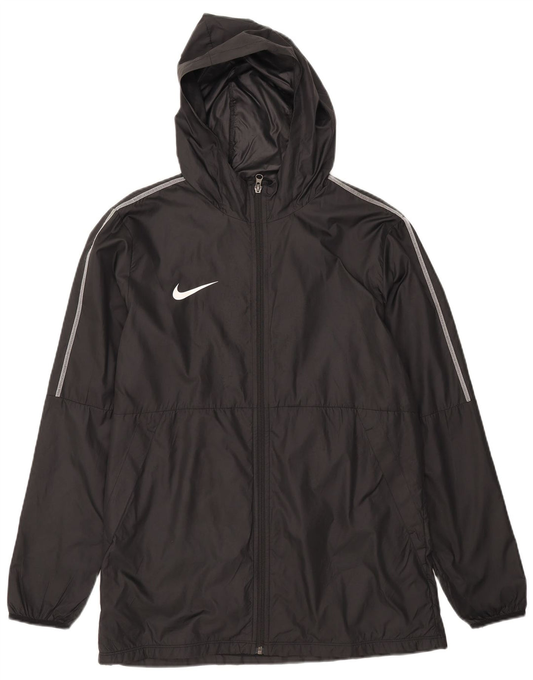 Nike Regnjakke med hætte til mænd UK 40 Stor sort polyester