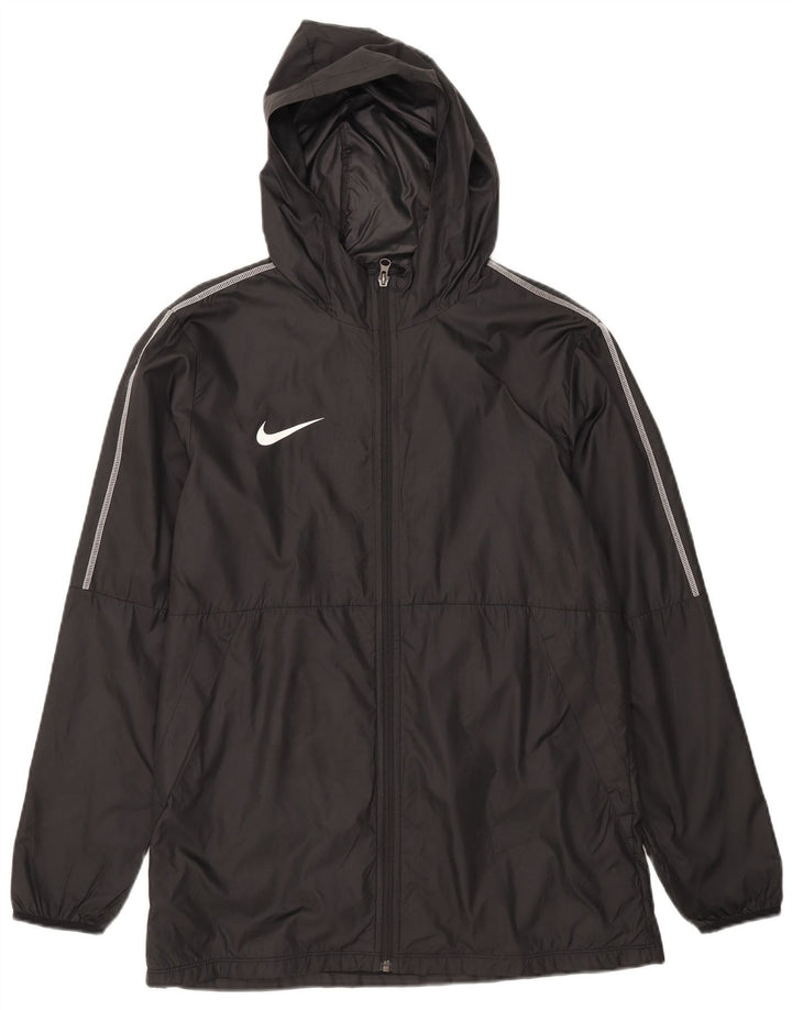 Nike Regnjakke med hætte til mænd UK 40 Stor sort polyester