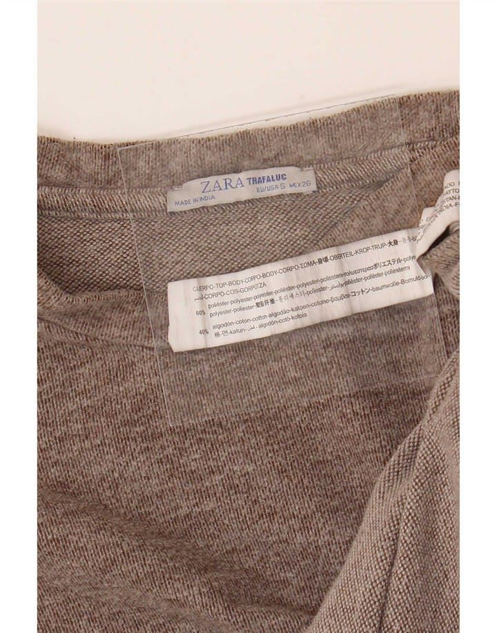 Zara Dame Oversized Crew Neck Jumper Sweater UK 10 Small Grey Polyester
