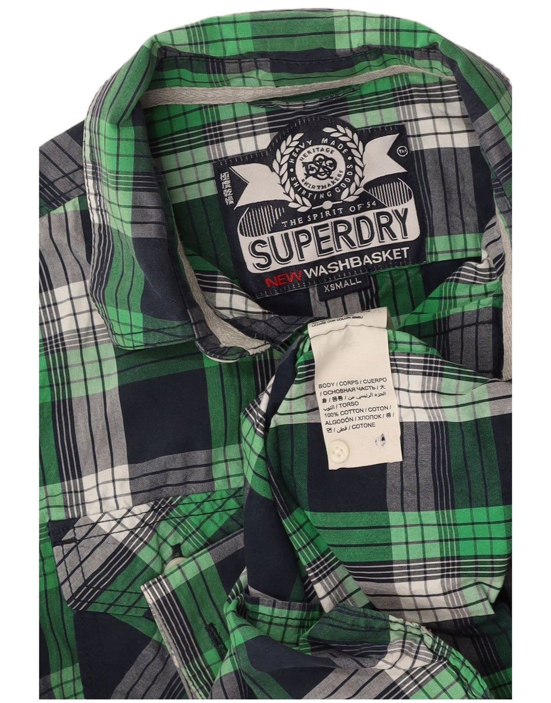 SUPERDRY Herreskjorte XS Marineblå ternet bomuld