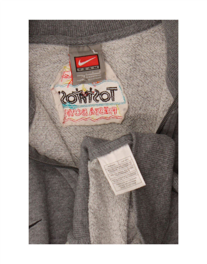 NIKE Mens Zip Neck Sweatshirt Jumper Large Grey Cotton Vintage Nike and Second-Hand Nike from Messina Hembry 