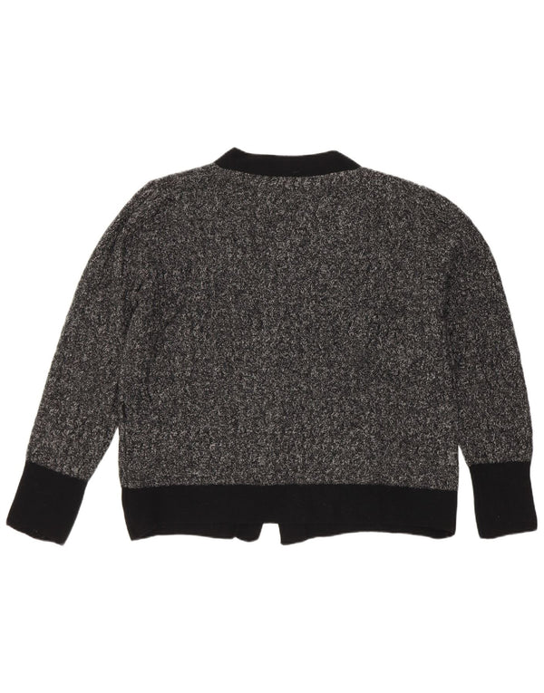 Luisa Spagnoli Womens Crop Cardigan Sweater UK 16 Large Grey Flecked