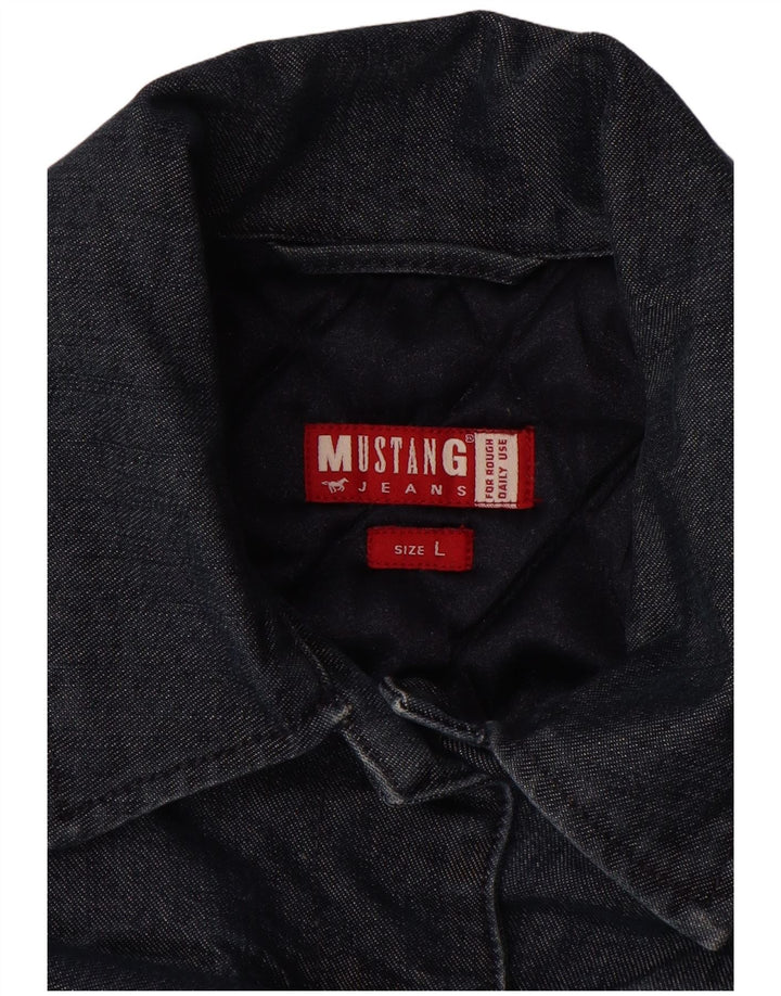 MUSTANG Womens Denim Jacket UK 14 Large Navy Blue Cotton