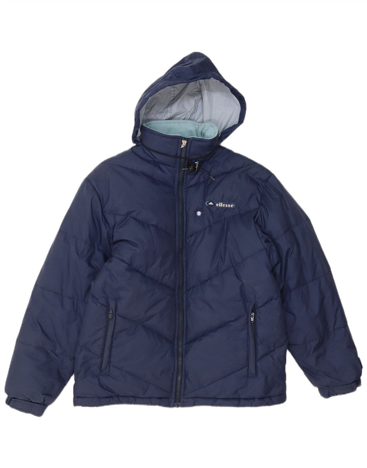 Ellesse Dame Hætte Polstret Jakke UK 12 Medium Navy Blue Polyester