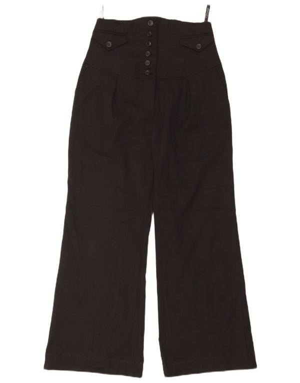 Topshop Womens Wide Leg Cropped Trousers UK 10 Small W28 L25 Black