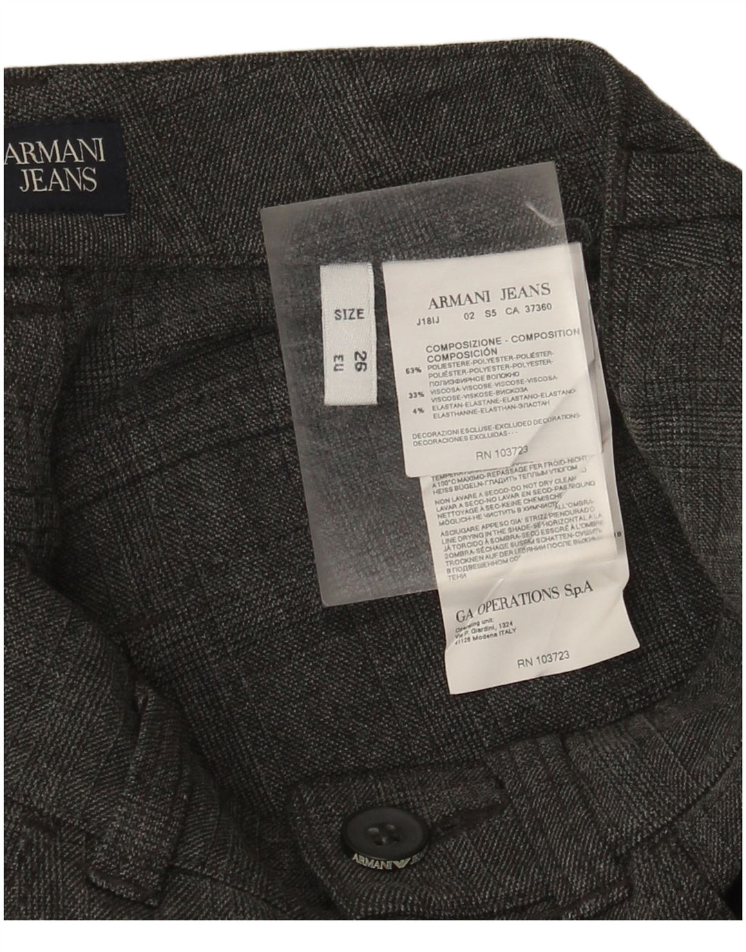 Armani Dame Slim Casual Bukser W26 L28 Grå Ternet polyester