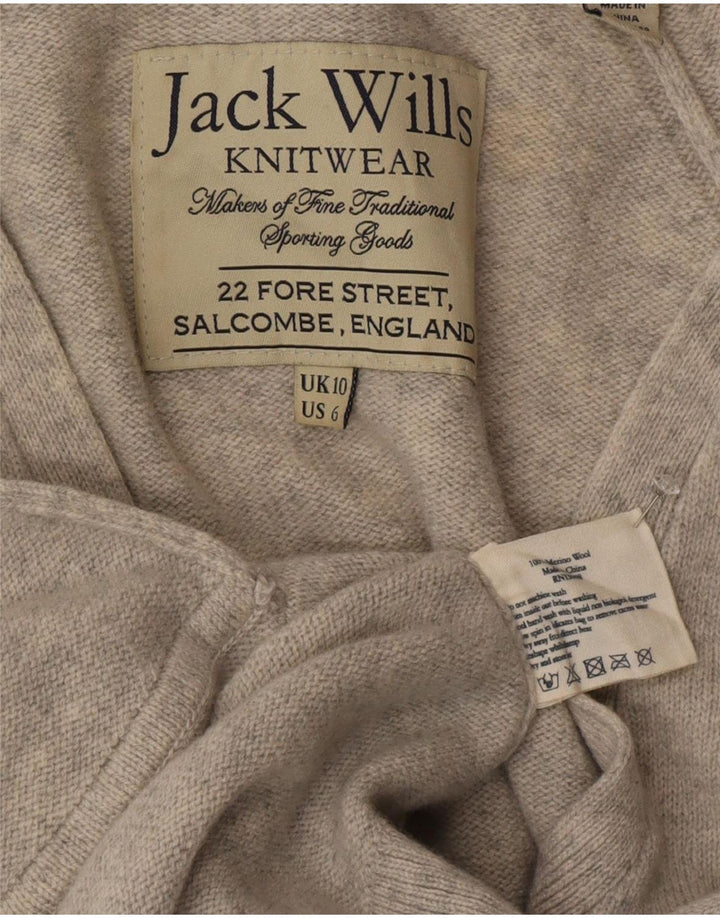 Jack Wills Dame Cardigan Sweater UK 10 Lille Grå Uld