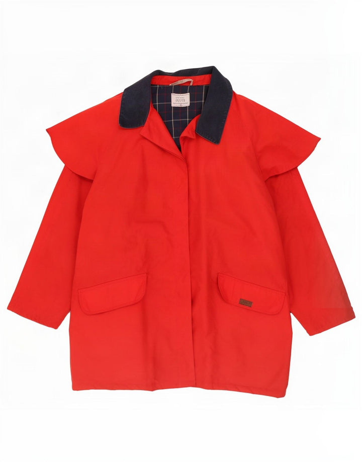 Puffa Dame Oversized Capelet Coat UK 18 XL Rød Colourblock Polyester