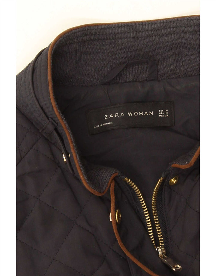 Zara Quiltet jakke til kvinder UK 12 Medium Sort