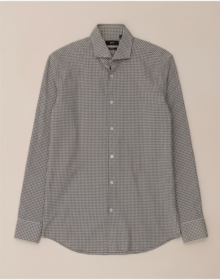 Hugo Boss Herre Slim Fit Skjorte Størrelse 38 15 Medium White Check
