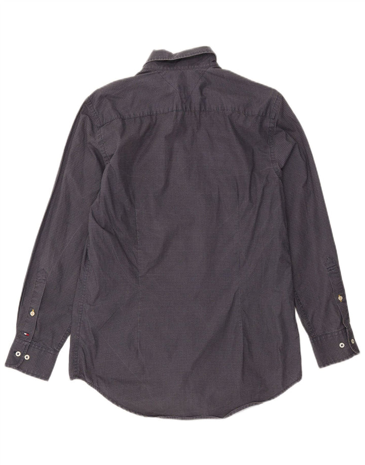TOMMY HILFIGER Slim Fit skjorte til mænd, medium marineblå plettet bomuld