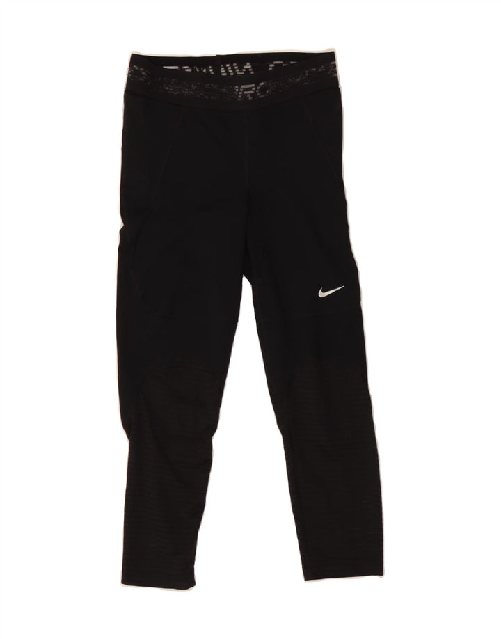 NIKE Womens Graphic Tracksuit Trousers UK 10 Small Black Polyester Vintage Nike and Second-Hand Nike from Messina Hembry 