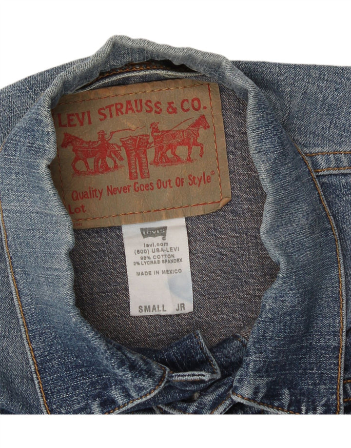 LEVI'S Womens Crop Denim Jacket UK 10 Small Blue Cotton Vintage Levi's and Second-Hand Levi's from Messina Hembry 