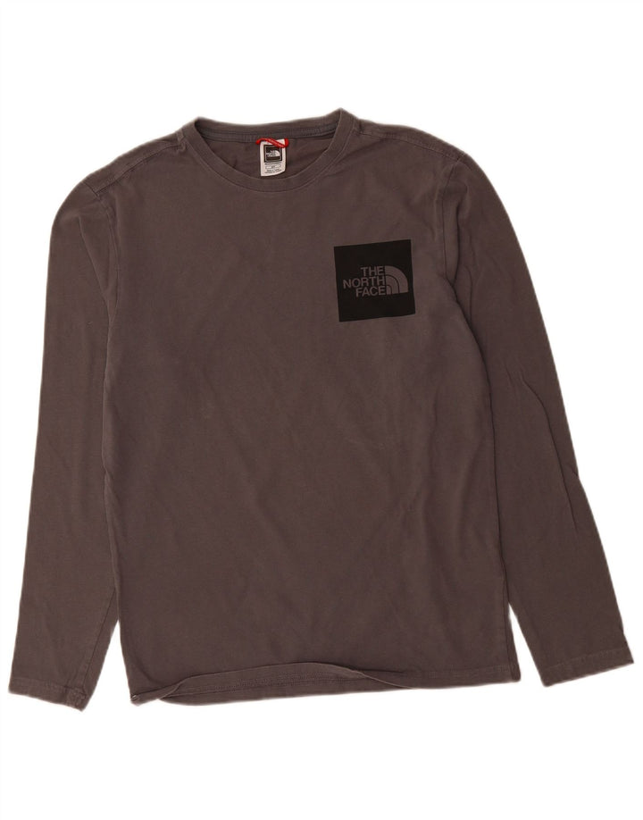 THE NORTH FACE Mens Graphic Top Long Sleeve Small Grey Cotton