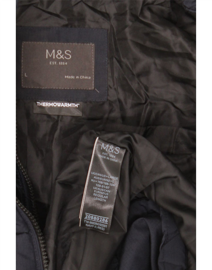 Marks & Spencer Herre polstret jakke UK 40 Large Navy Blue Polyester