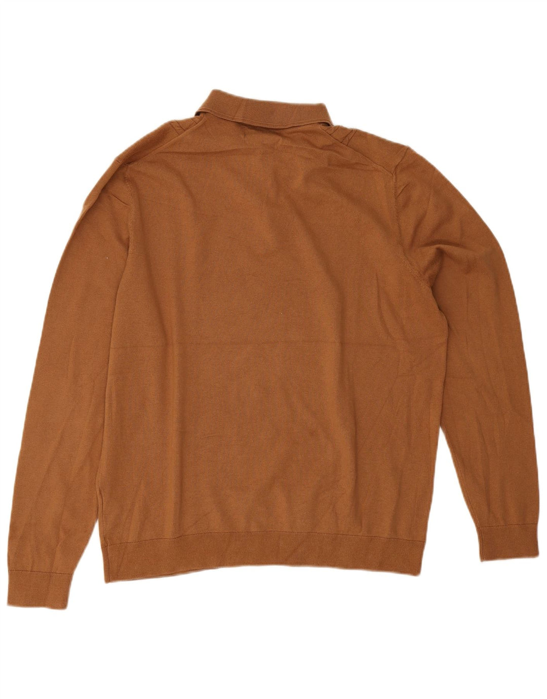 Marks & Spencer Herre Polo Neck Jumper Sweater Stor Brun Bomuld