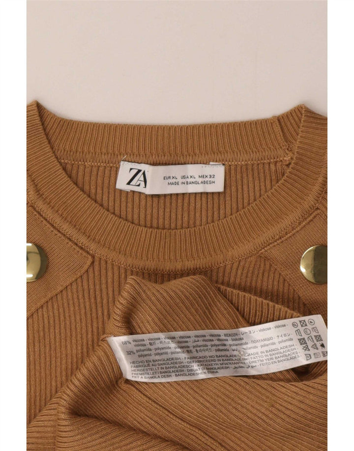 Zara Dametop Langærmet UK 18 XL Beige Viscose
