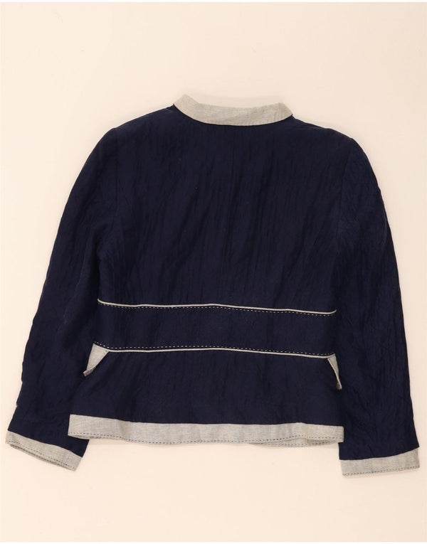 Zara Dame 3-knaps blazerjakke UK 14 Medium Navy Blue Colourblock