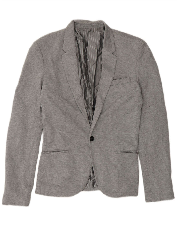 Zara Herre 1 Knap Blazer Jacket UK 36 Small Grå