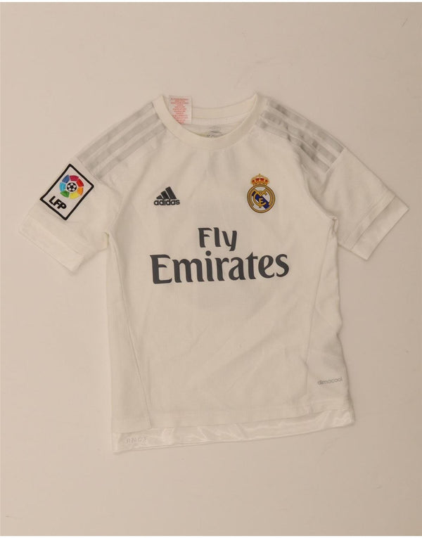 ADIDAS Boys Real Madrid Grafisk T-Shirt Top 9-10 År Hvid