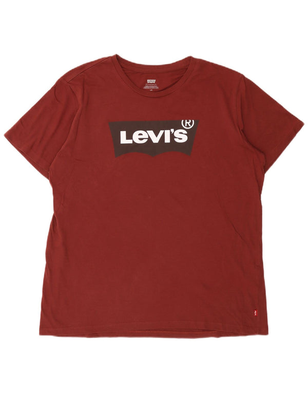 Levi's Herre grafisk T-shirt Top Stor Bourgogne bomuld