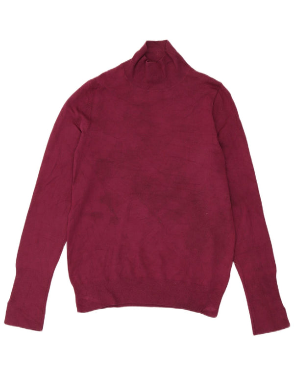 Zara Dame Turtle Neck Sweater UK 12 Medium Burgundy Flecked