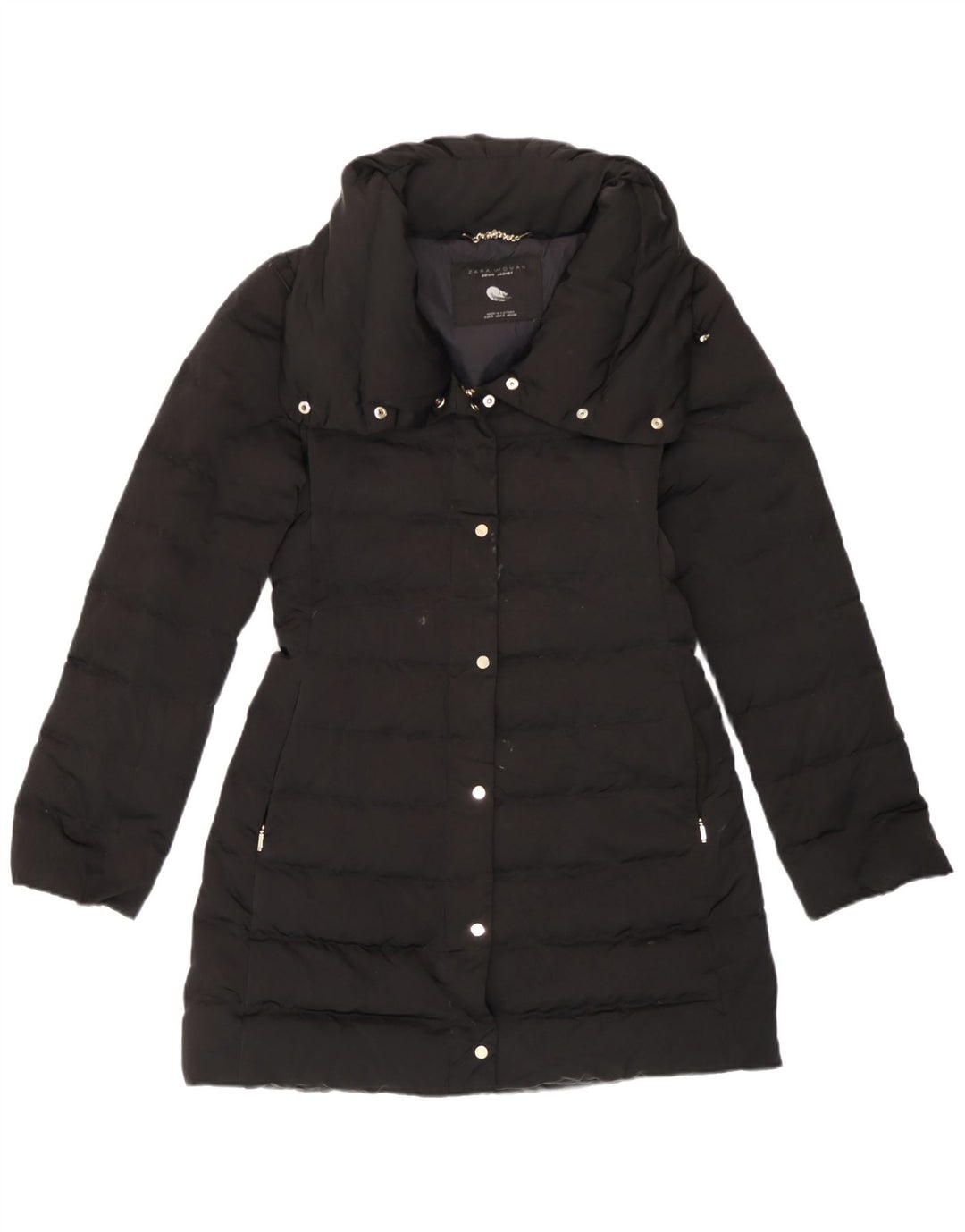 Zara polstret jakke til kvinder UK 10 Lille sort nylon