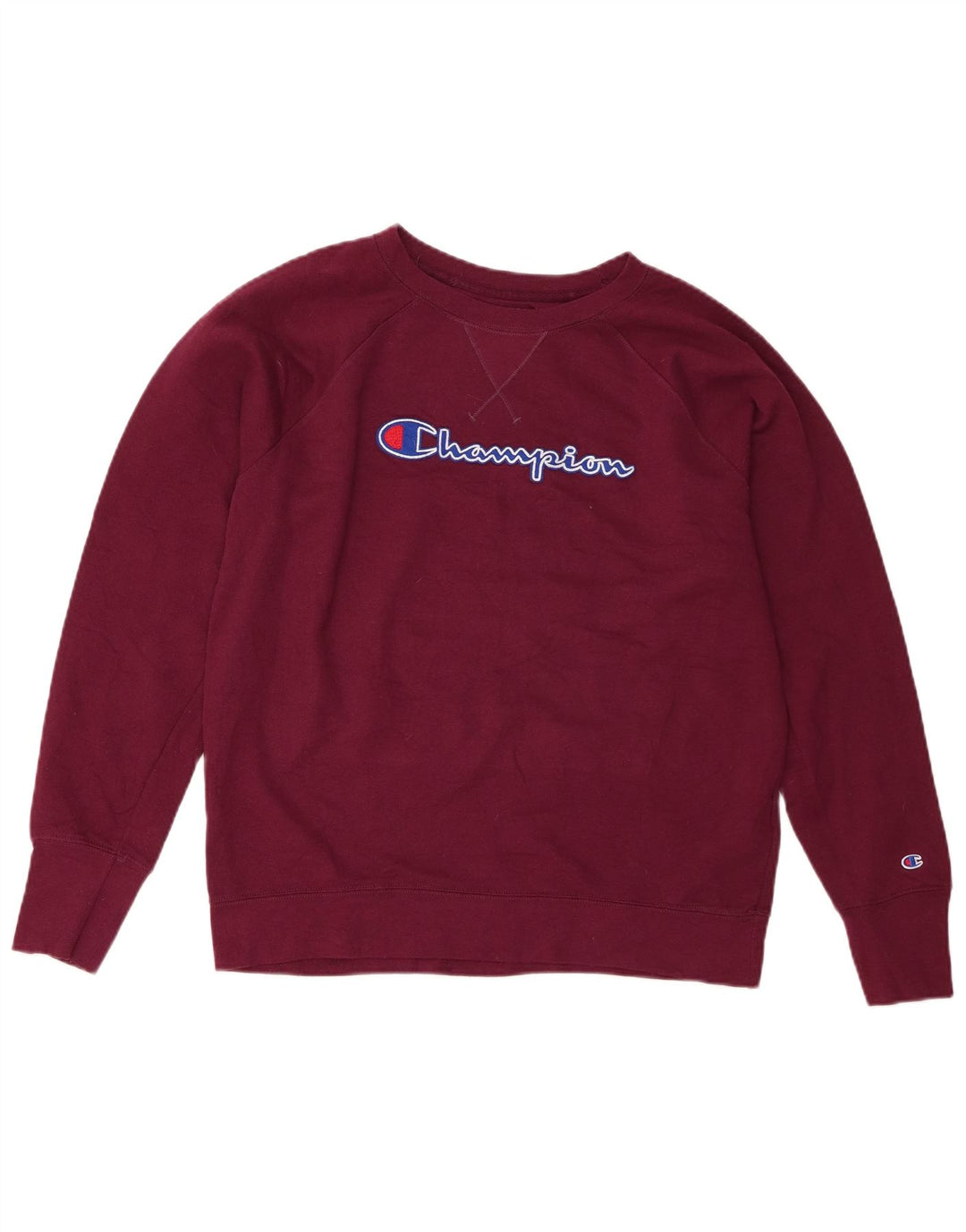 Champion Dame Grafisk Sweatshirt Jumper UK 16 Large Burgundy