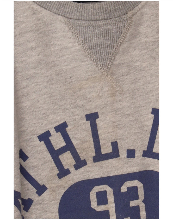 Besætningsbeklædning Herre grafisk sweatshirt jumper stor grå flækket bomuld