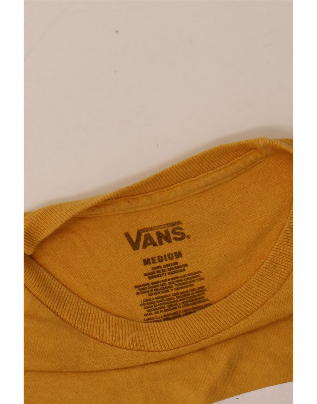 VANS Dame Grafisk T-Shirt Top UK 14 Medium Gul Bomuld