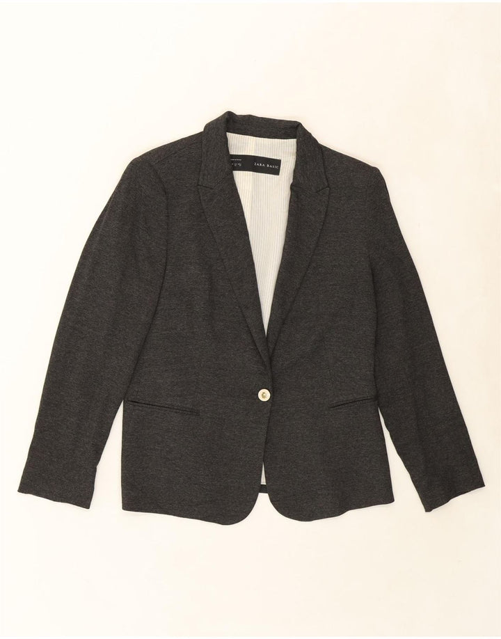ZARA Womens 1 Button Blazer Jacket UK 18 XL Grey Viscose Vintage Zara and Second-Hand Zara from Messina Hembry 