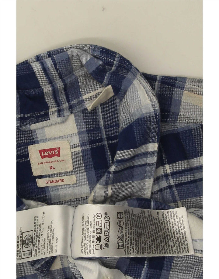 Levi's Herre standard flannelskjorte XL blå ternet bomuld