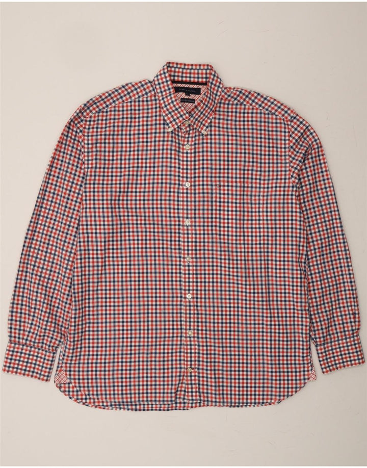 TOMMY HILFIGER Mens Shirt XL Red Check Cotton Vintage Tommy Hilfiger and Second-Hand Tommy Hilfiger from Messina Hembry 