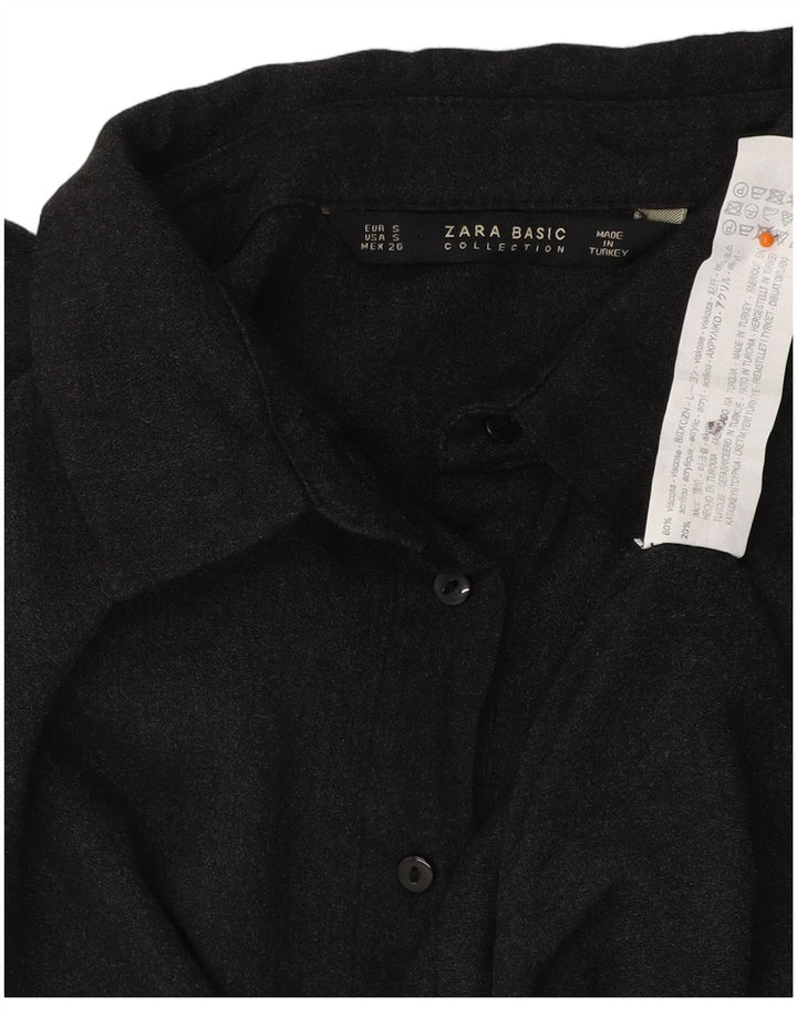 ZARA Oversized skjortebluse til kvinder UK 10 Lille grå viskose