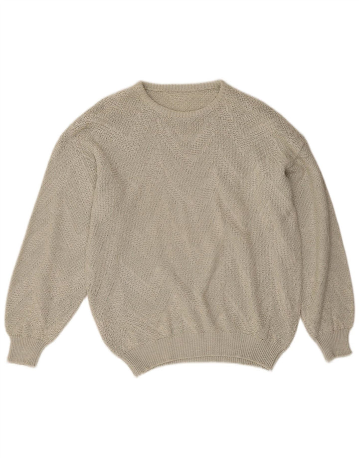 Vintage herre sweater med rund hals, stor grå