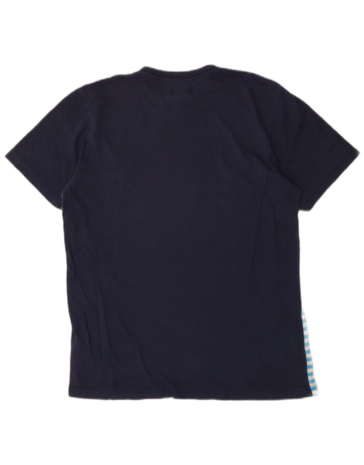 Adidas T-shirt top til mænd mellem marineblå stribet bomuld